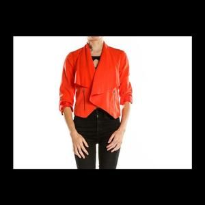 Anthropologie Cartonnier Blazer Orange Waterfall Open Coral
